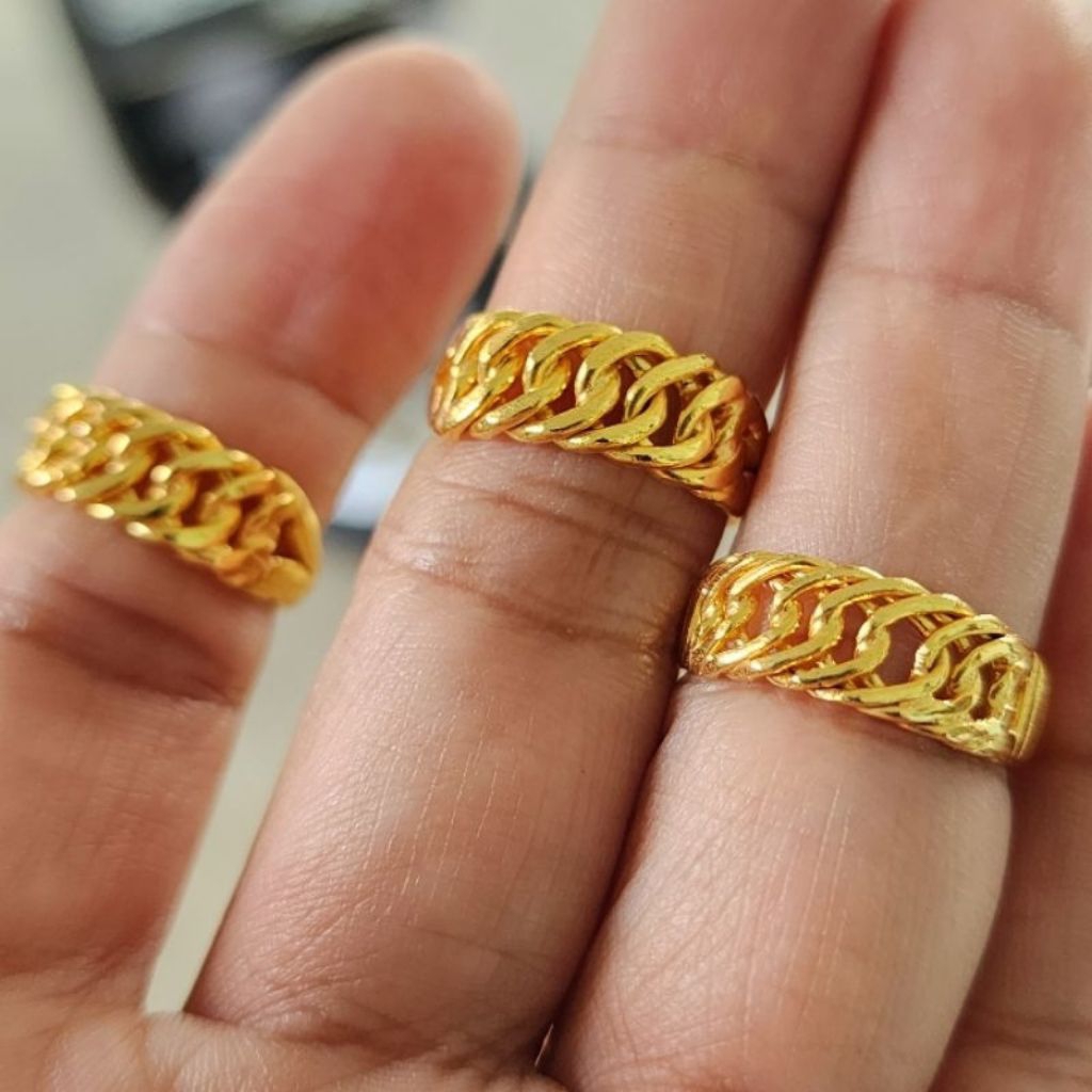 cincin belah rotan replika emas London 24k kualitas golden persis seperti emas asli ada merek cincin