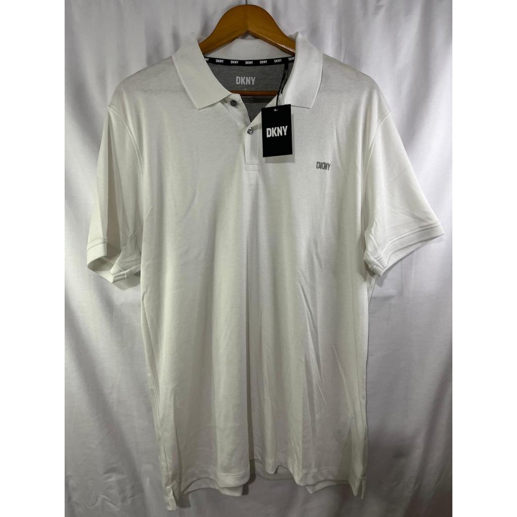 Kaos Polo Putih Branded DKNY Soft Short Sleeve Logo Polo Shirt 100% Original Ukuran L