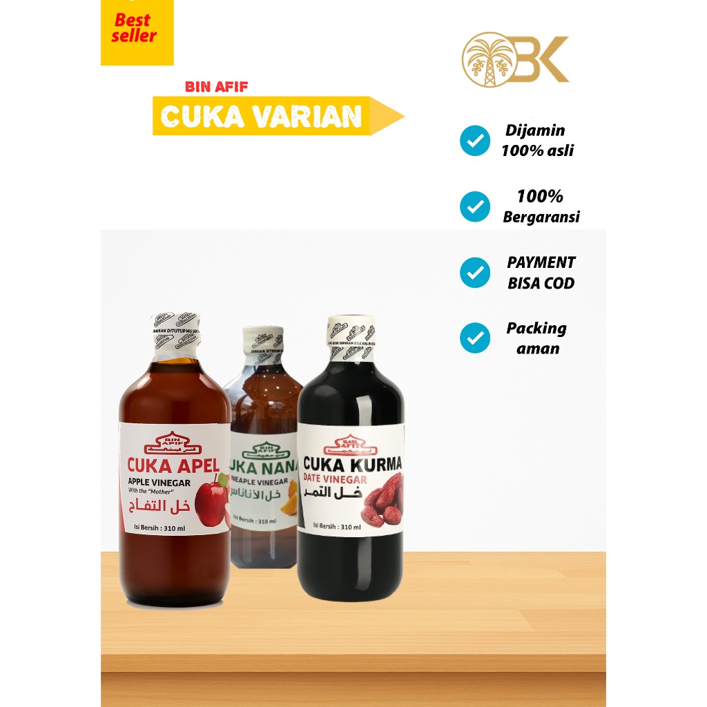 

Cuka Bin Afif Premium – Cuka Apel & Cuka Kurma, CUKA NANA Asli | 500ml