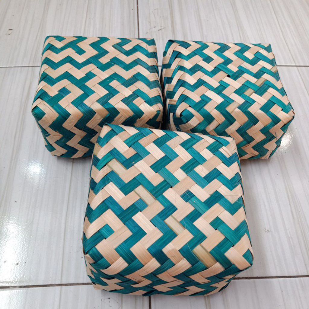 15X15 SEPASANG BESEK WARNA ZIGZAG BESEK WARNA HIJAU NATURAL BESEK HIAS BESEK HAMPERS BESEK