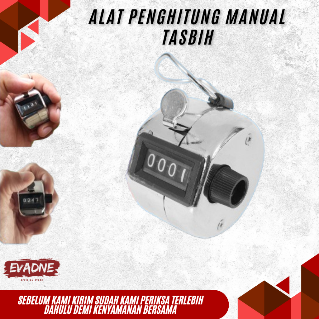 Tasbih Zikir Manual Stainless / Penghitung antrian / Penghitung pengunjung / Alat penghitung manual