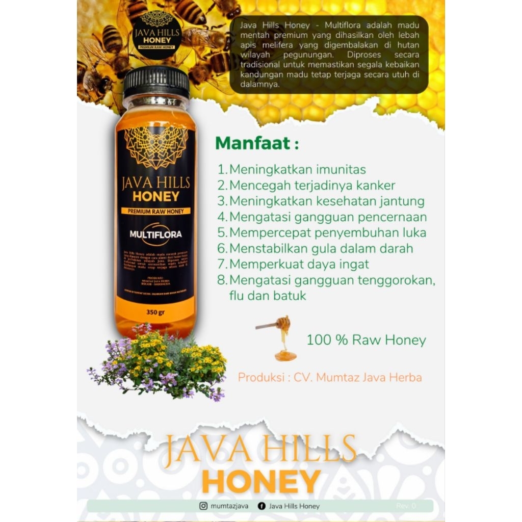

Java Hills Raw Honey , Madu Multiflora murni asli 100% tanpa campuran