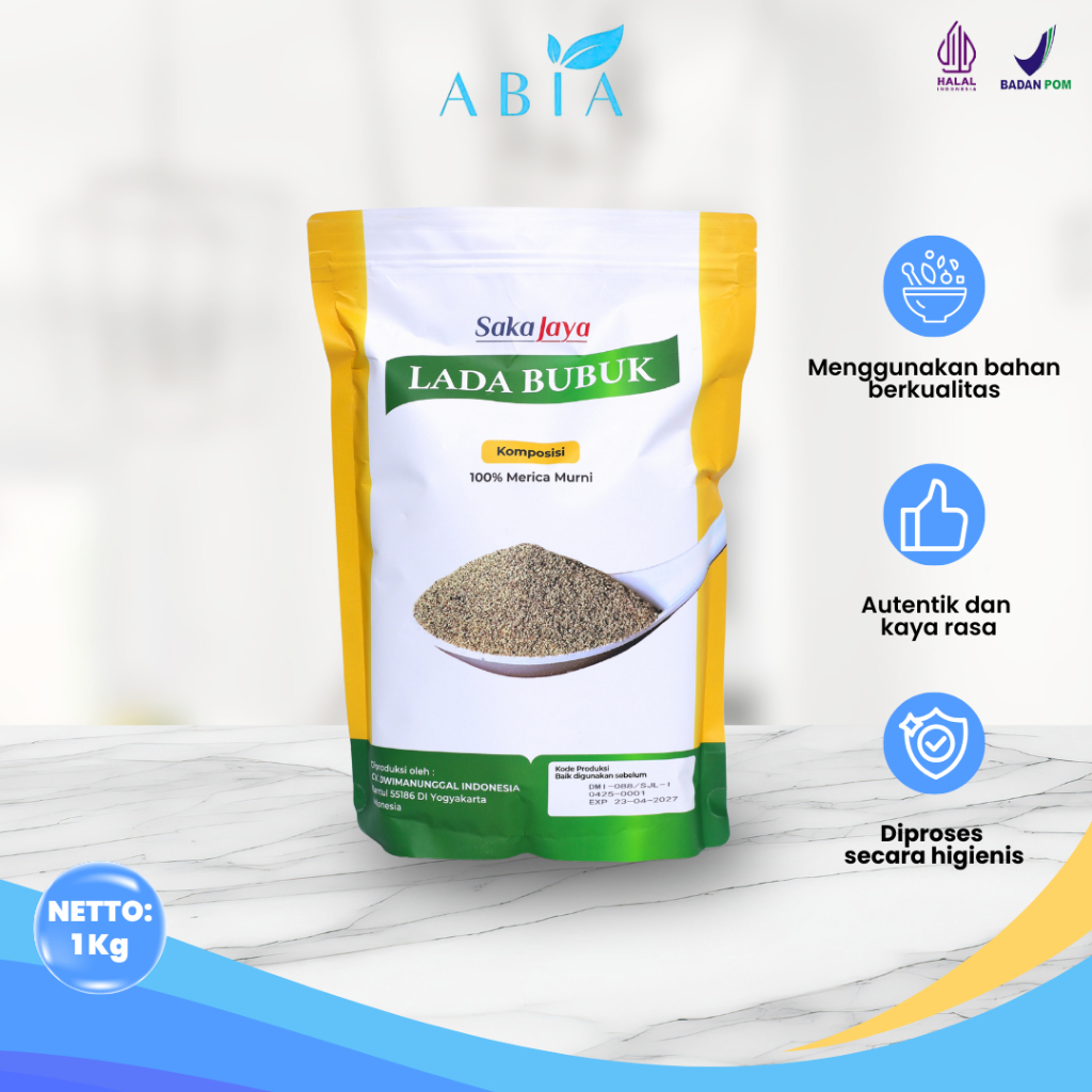 

Lada Putih Bubuk Saka Jaya 1 Kg 100% Merica Murni Bumbu Dapur Premium