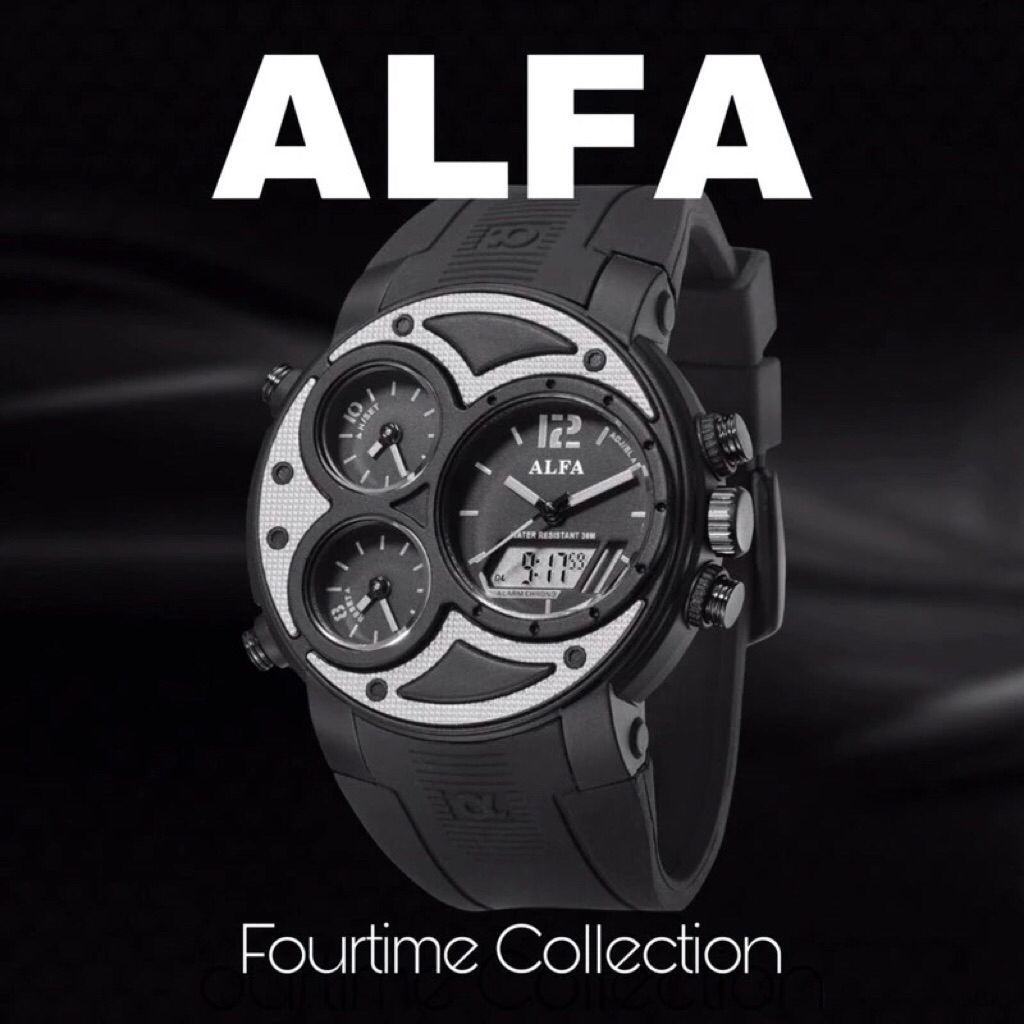 ALFA JAM TANGAN PRIA FOURTIME KARET TAHAN AIR ORIGINAL 880047