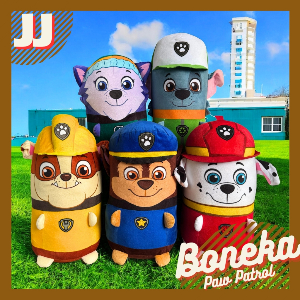 BONEKA CAPSULE PAW PATROL 45X25 CM - CHASE / MARSHALL / RUBBLE / EVEREST / ROCKY