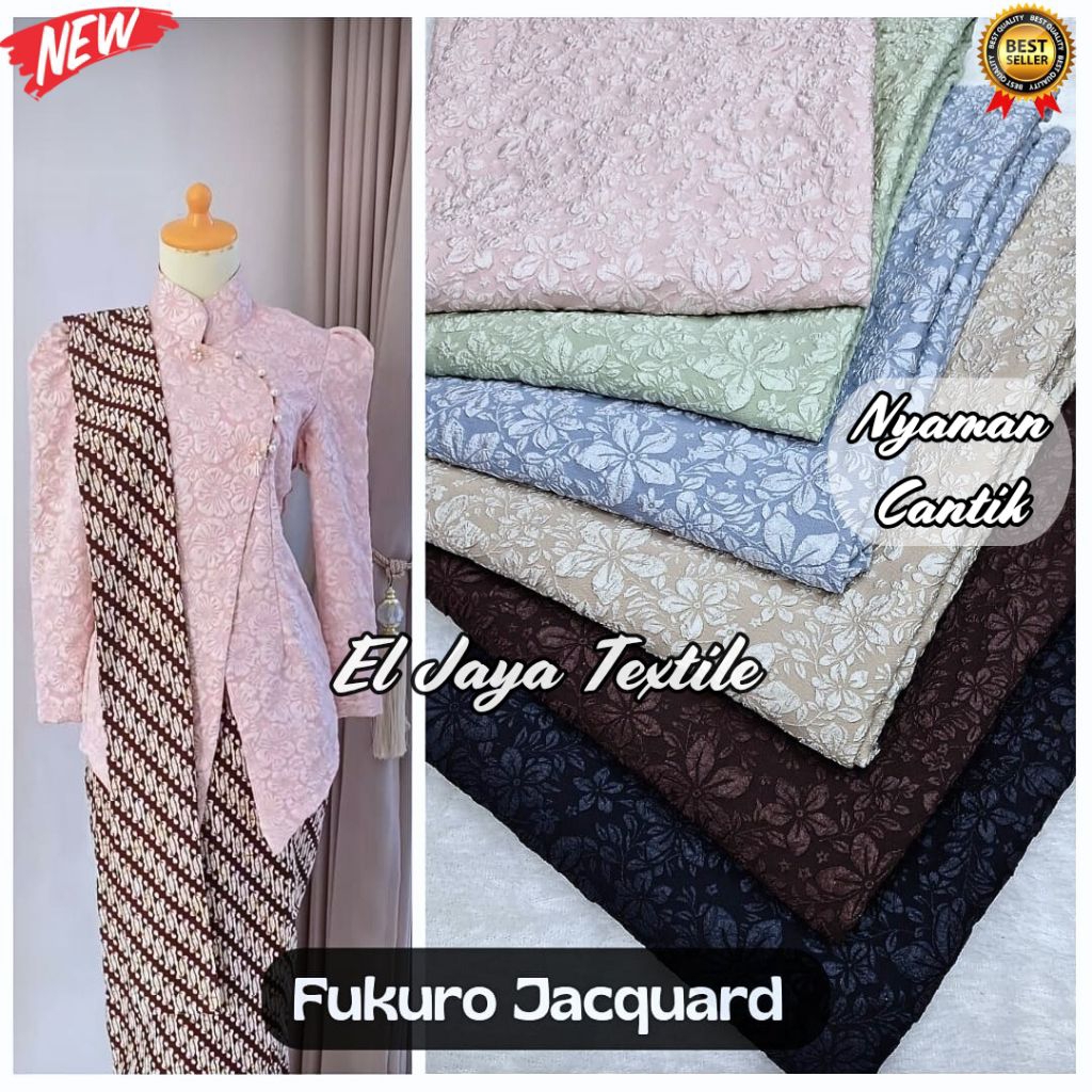 Jacquard Fukuro / Kain Jaguard Emboss Timbul / Kain Jacquard Emboss / Bahan Kebaya Janggan / Kain Ja