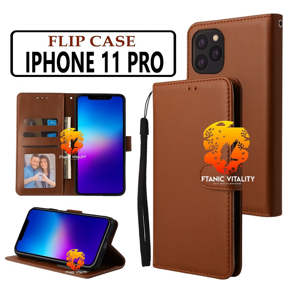 FLIP LEATHER CASING IPHONE 11 PRO CASE KULIT FLIP WALLET LEATHER DOMPET KULIT PREMIUM SARUNG BUKA TU