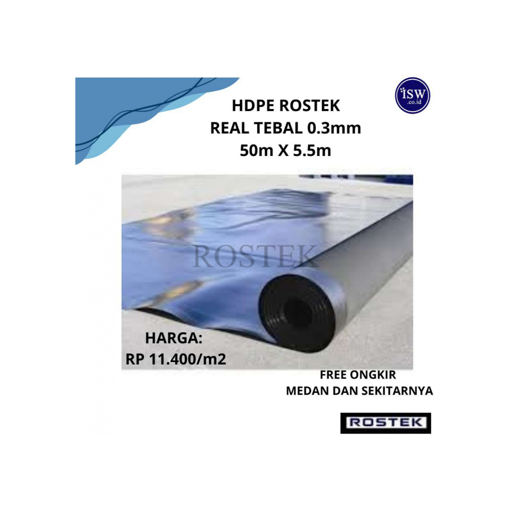 FREE ONGKIR | Terpal HDPE Geomembrane 0.3mm merk Rostek 50MX5,5M
