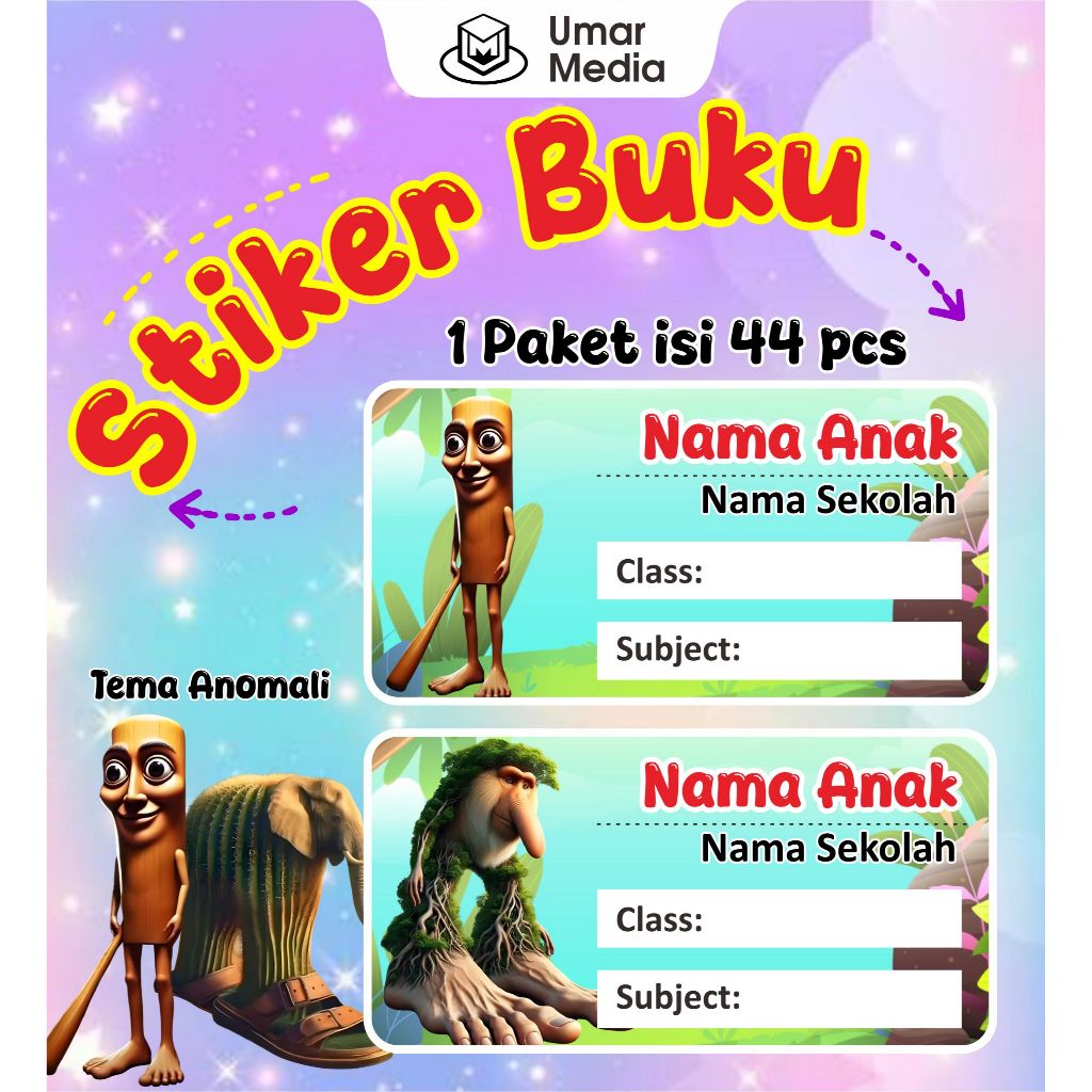 

Label Nama Buku Stiker Nama Tema ANOMALI Sticker Buku Mapel Label Custom Nama Anak Stiker buku tulis