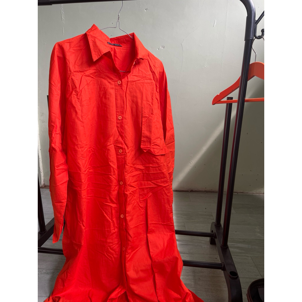 tunik orange shopee