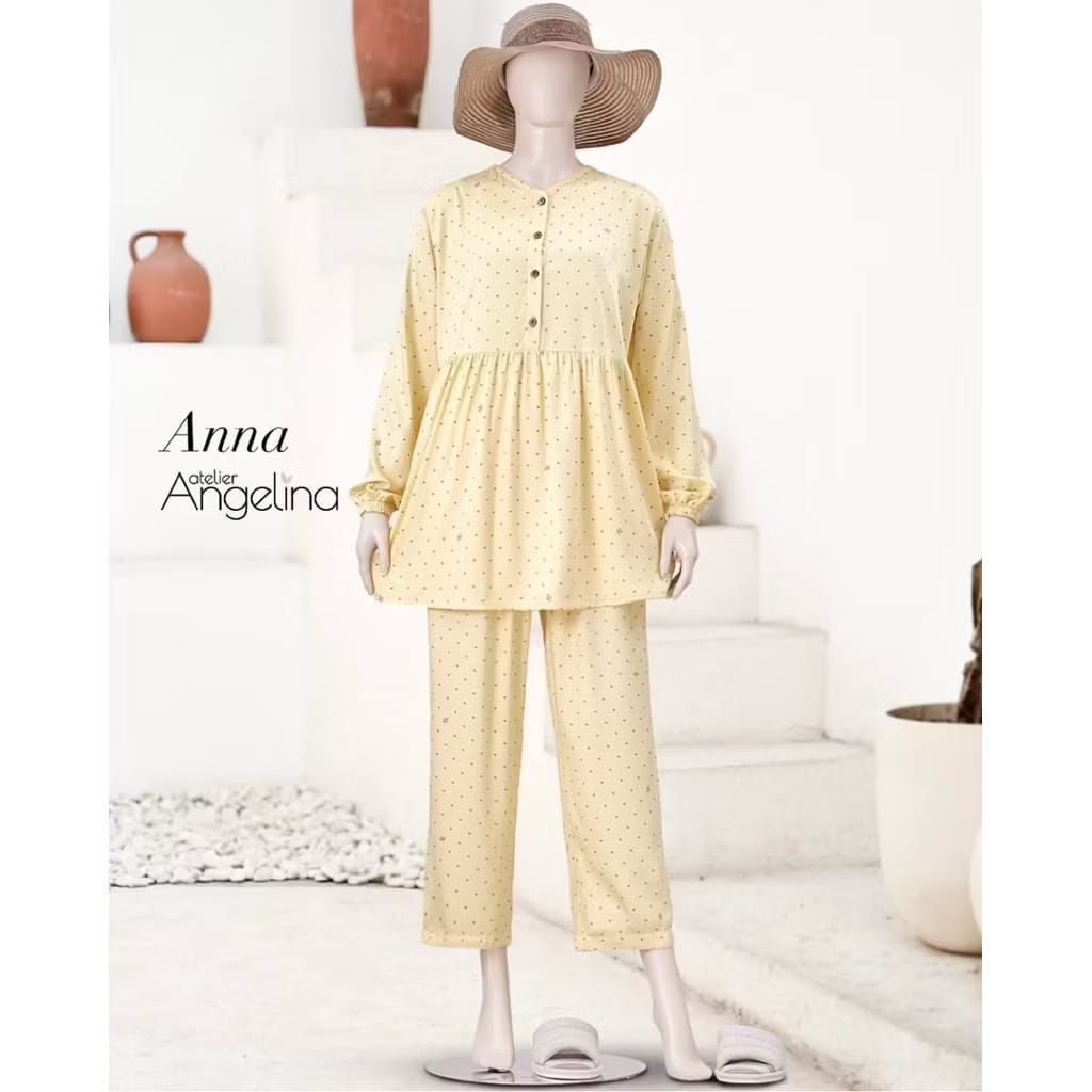 [SIAP KIRIM] ANNA PAJAMAS PETITE LEMON SORBET ANNA HIRIBYA BLACK SIZE S M L XL BY ATELIER ANGELINA