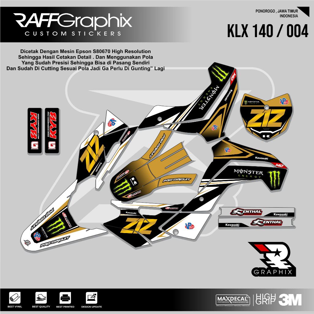 DECAL KLX 140  SUPER GLOSSY KODE 004  - DECAL STICKER KLX - STICKER KLX MURAH - DECAL KLX MURAH