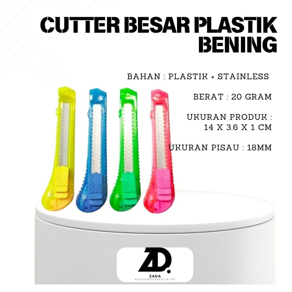 

Cutter Besar Plastik Cutter Bening Kater Pemotong Kertas