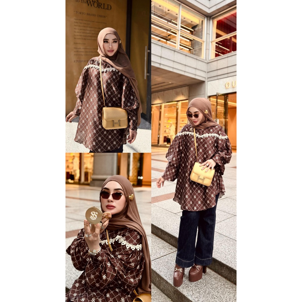 Atasan Blouse monogram ss by shellasaukia
