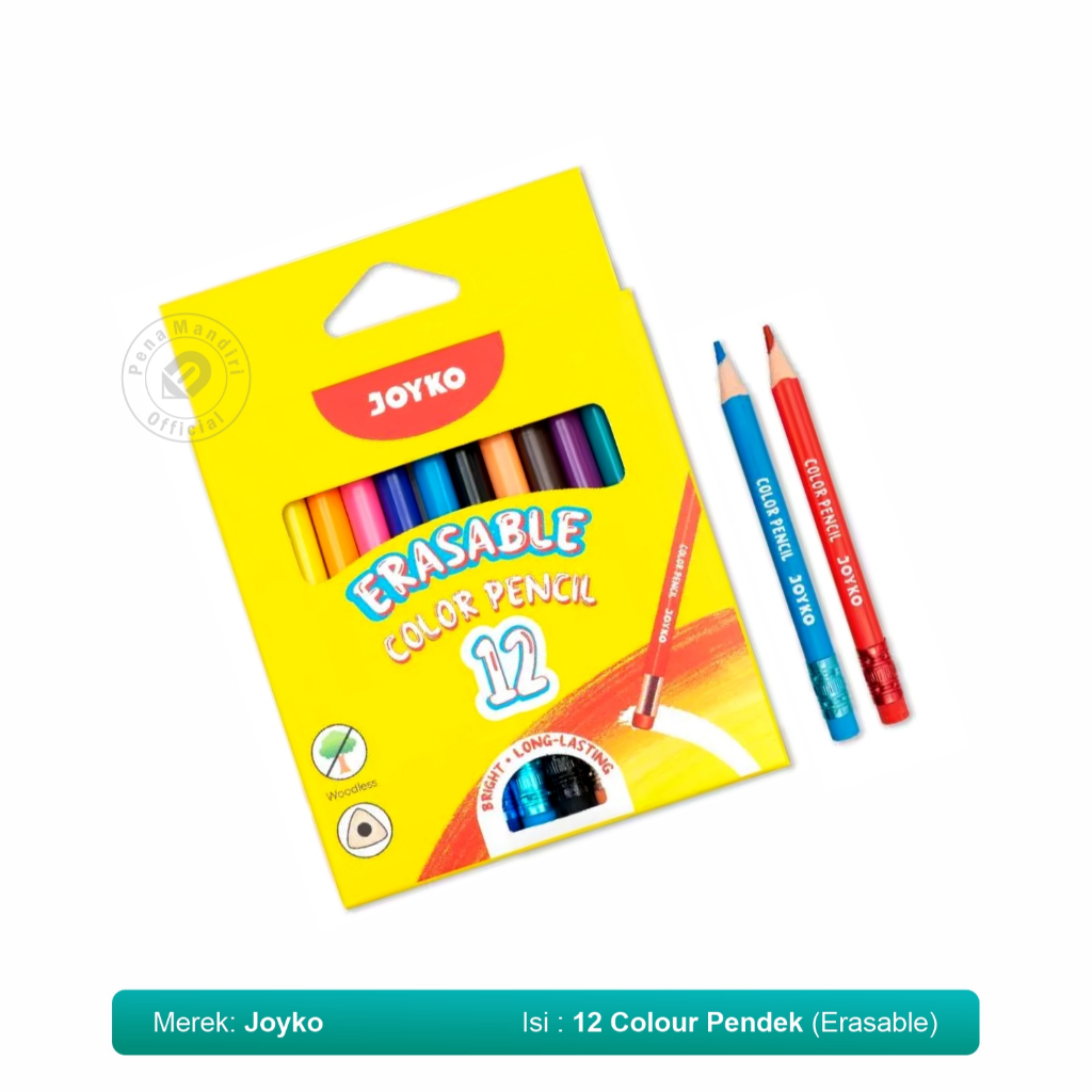 

Pensil Warna Joyko Isi 12 Premium Bisa DihapusErasable CP-0130