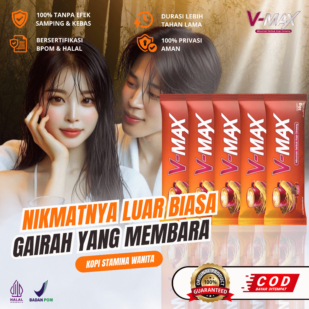 

KOPI V-MAX Original Kopi Rasa Stamina Wanita Rasa Cokelat Untuk Gairah Kuat Lebih Lama 5 Sachet Bpom & Halal