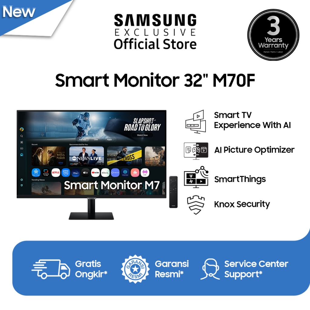 Samsung Smart Monitor 32" 4K Vision AI l M70F | Samsung TV Apps | Vision AI | LS32FM700UEXXD