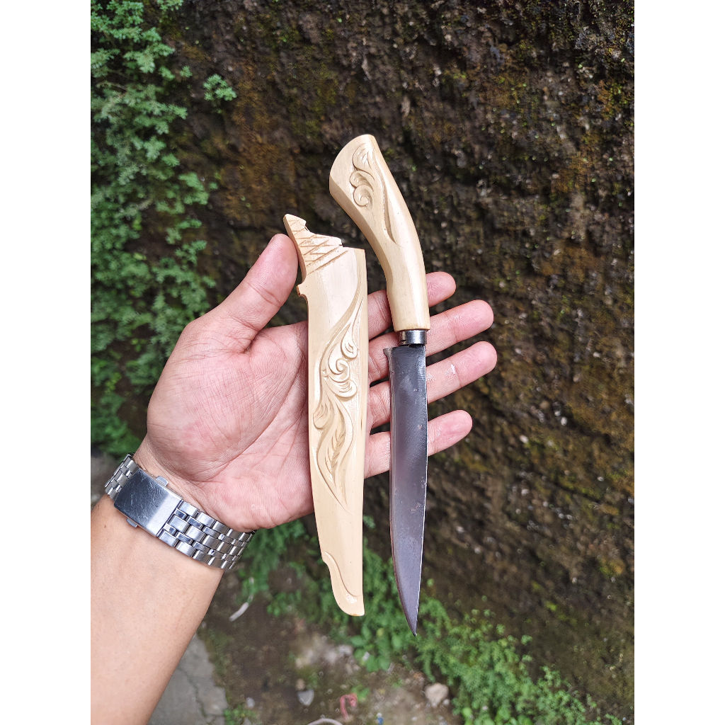 Termurah Pisau Dapur Putih Baja asli kayu Kopi