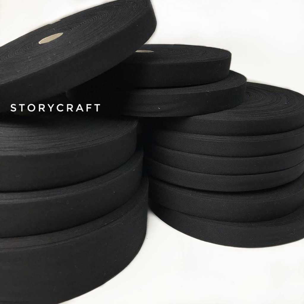 

1 METER - LABEL PITA KATUN POLOS HITAM | LABEL HIJAB | LABEL BAJU