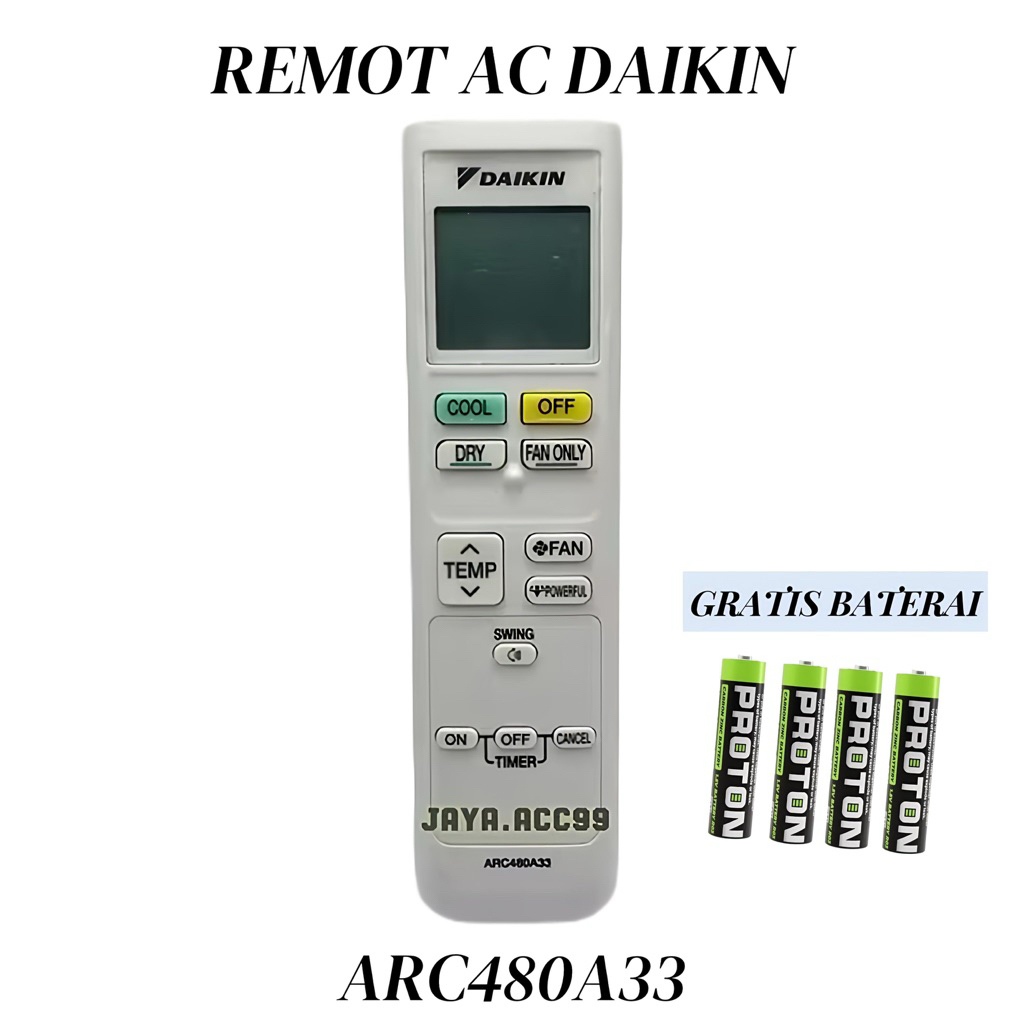 REMOTE AC DAIKIN ARC480A33 ORIGINAL BARU & SECOND FTC15NV14 FTC25NV14 FTC35NV14