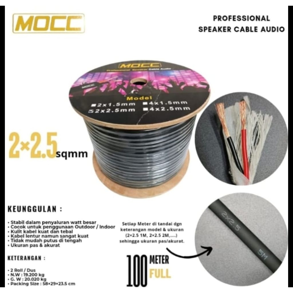 (PER METER) Kabel Speaker MOCC 2 X 2,5 MM2 Audio Isi 2 Kabel Speker 2X2.5 MM2 First Class