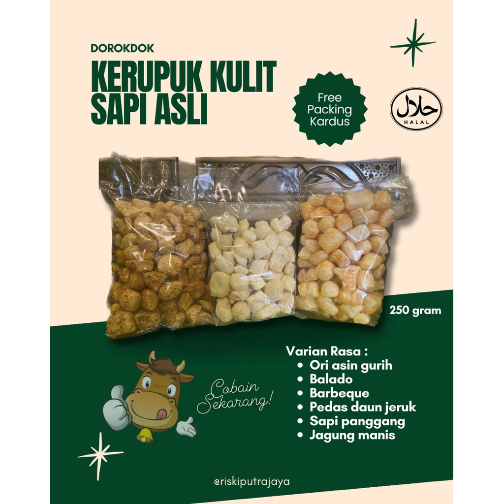 

KERUPUK KULIT SAPI ASLI 1 BALL / GURIH RENYAH/CEMILAN KELUARGA / 250gram