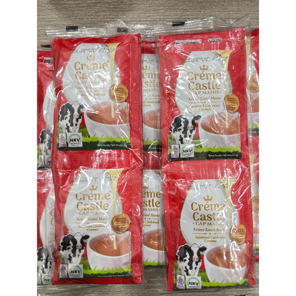 

Susu kental manis creme castle 37 gr original sachet ( 1 renceng isi 6 pcs) ED November 2025