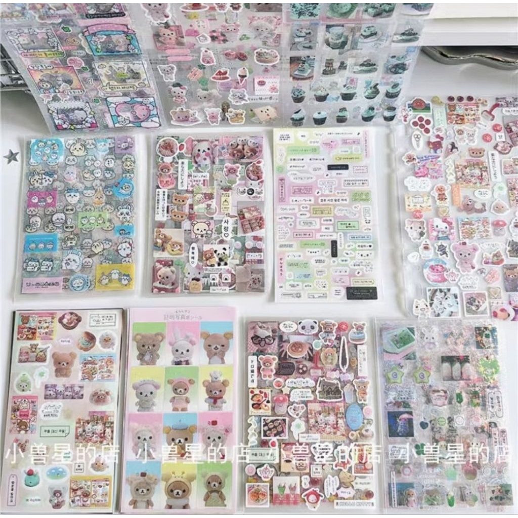 

Sticker sheet deco, juminocore sticker hologram dekorasi jurnal, hensei, retro, sylvanians, sanrio