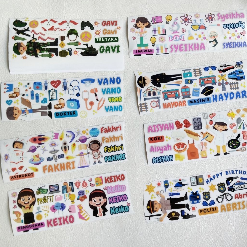 

STIKER CUSTOM NAMA DAN CITA-CITA ANAK | STIKER UV DTF KARAKTER | TEMPELAN DIY NAMA ANAK