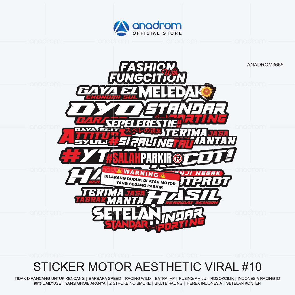 Stiker Motor Viral #10 | TIDAK DIRANCANG UNTUK KENCANG | BARBARA SPEED | RACING WILD | BATRAI HP | P
