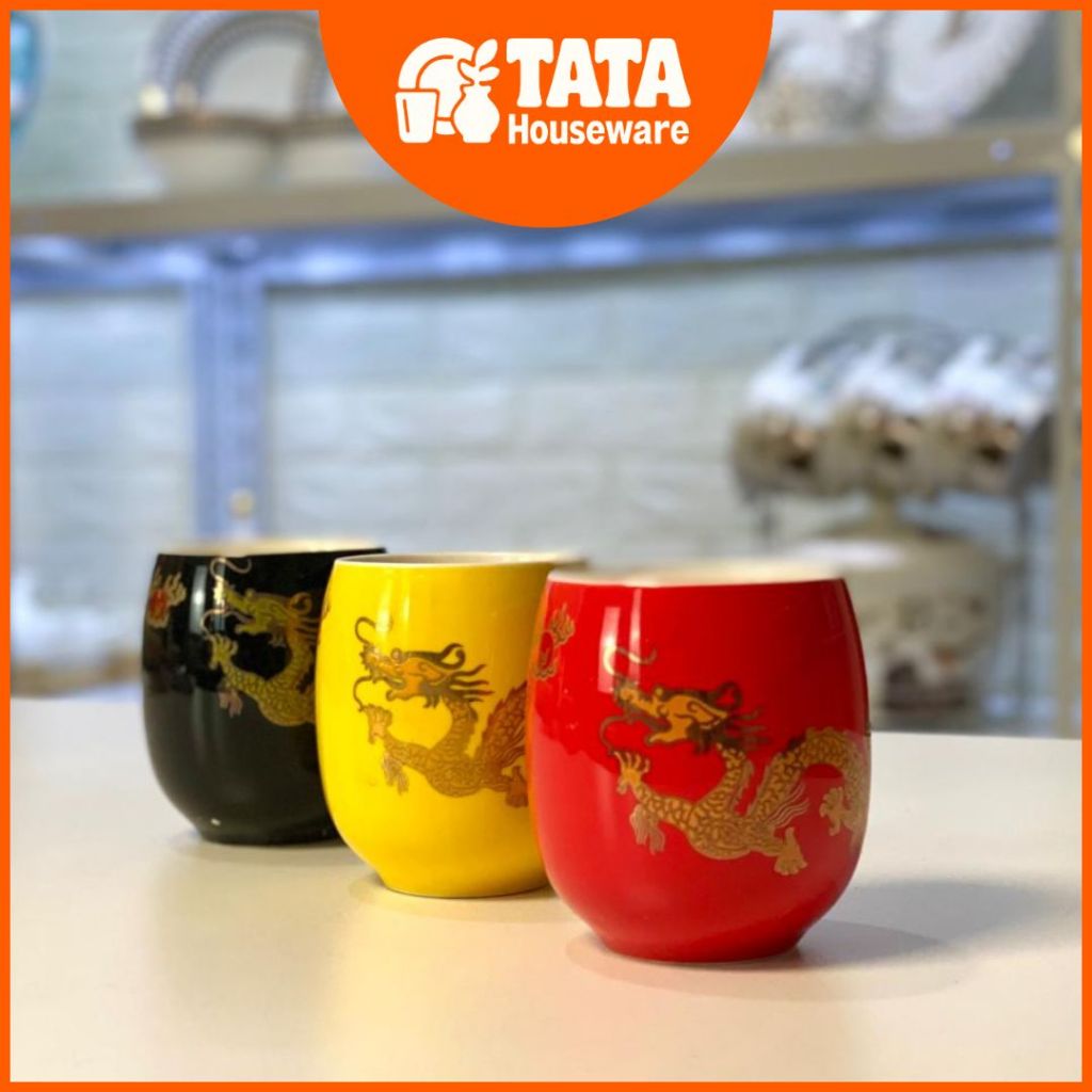 [TATA] Chinese Gelas - Cup Naga Keramik / Cangkir Minum Kecil Keramik / Cup Kecil Keramik Naga