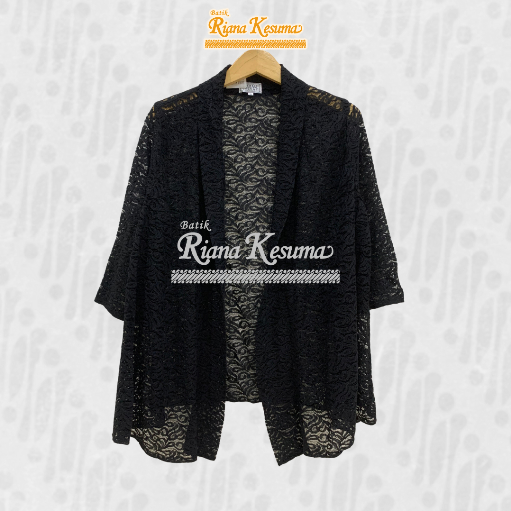 Batik Riana Kesuma - Outer Brokat | Atasan Kasual | Atasan Wanita | Outer Casual | Outer Hitam