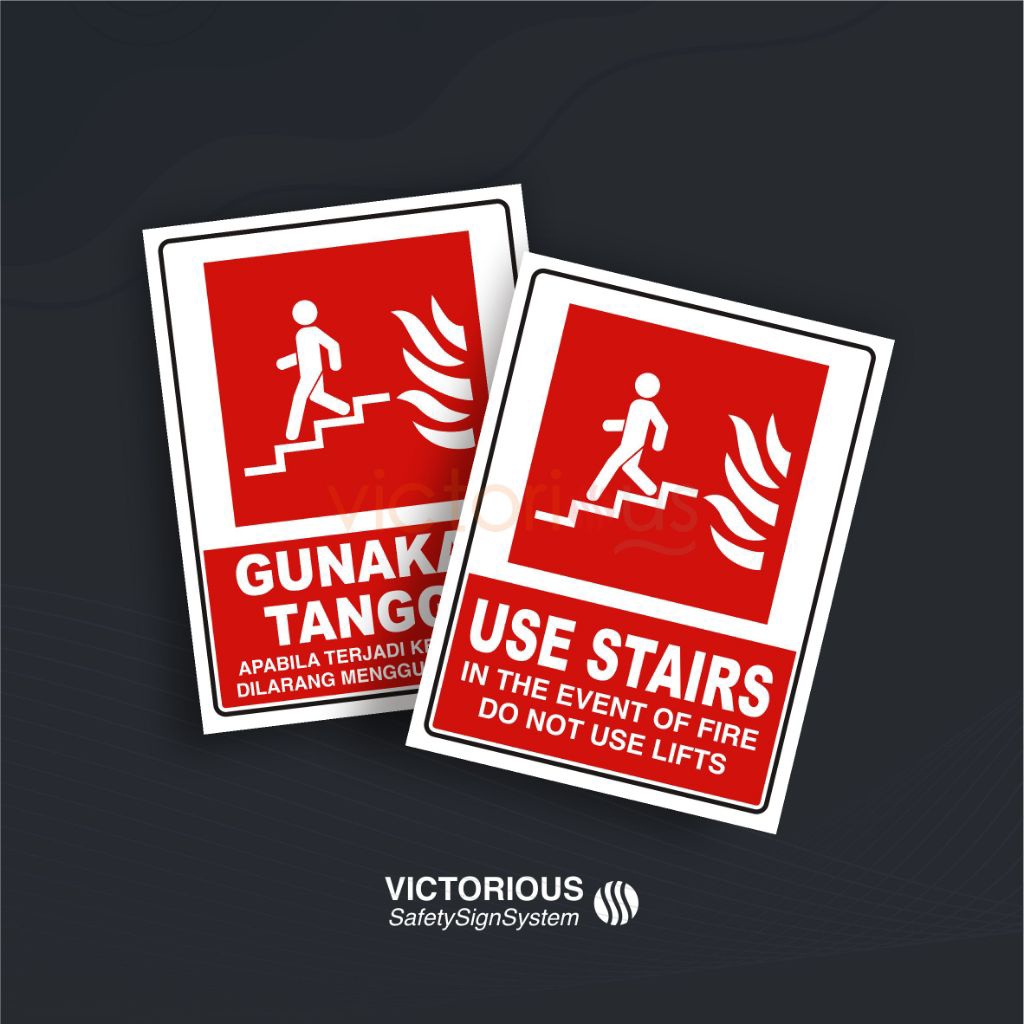 

Sticker Safety K3 Gunakan Tangga Apabila Terjadi Kebakaran | Dilarang Menggunakan Lift