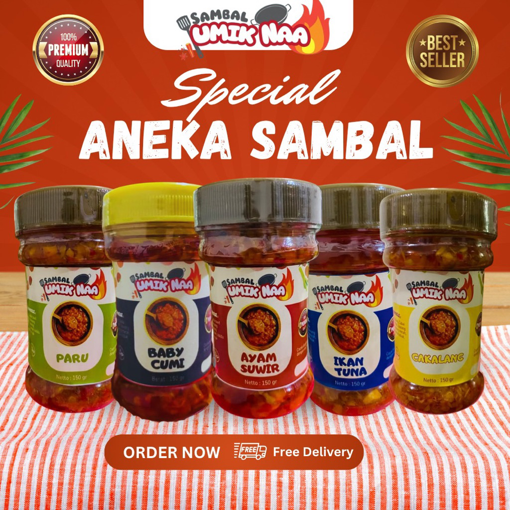 

SAMBAL ENAK RASA BINTANG 5 HARGA KAKI 5/ SAMBAL UMIK NAA - SAMBAL AYAM SUWIR / SAMBAL IKAN TUNA / SAMBAL PARU / SAMBAL CAKALANG (150gr)
