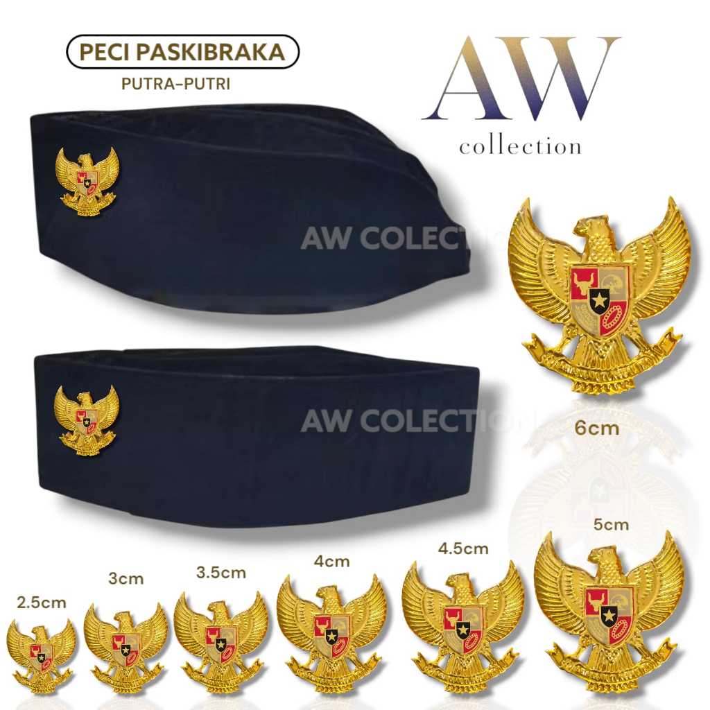 Peci songkok Pakibra / songkok paskibraka putra putri & pin garuda timbul