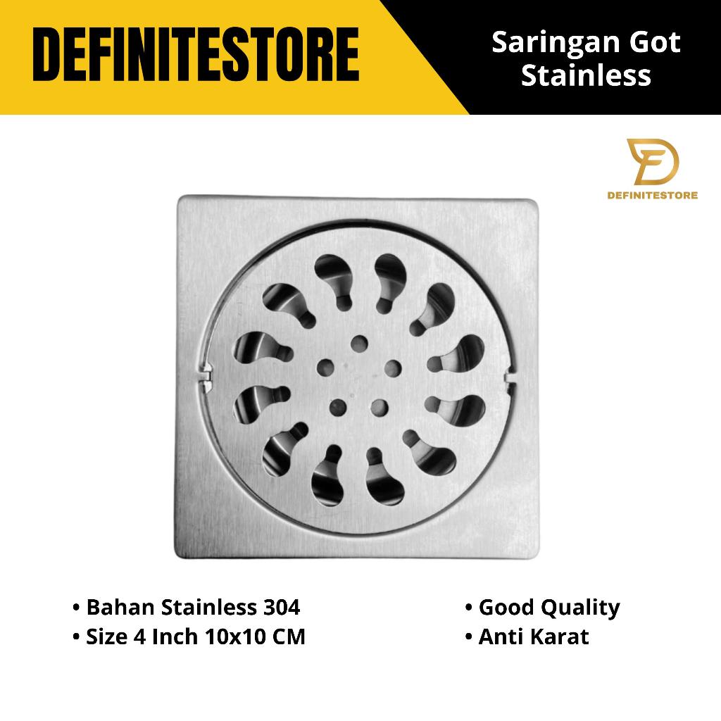 Floor Drain Stainless 10x10 cm Saringan Got Pembuangan Air Kamar Mandi Anti Karat Premium Kuat Tebal