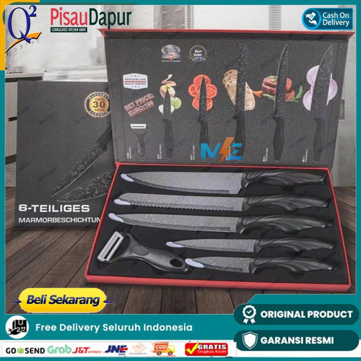Pisau Set Q2 6pcs / Knife set Pisau masak lengkap serbaguna Q2-106 PROMO MURAH