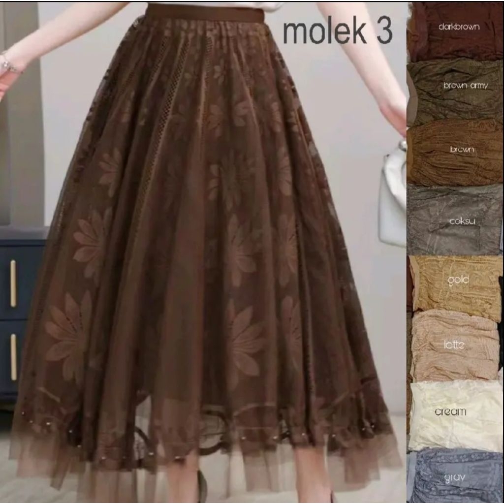 MOLEK ROK BRUKAT PANJANG PREMIUM IMPORT MUTIARA