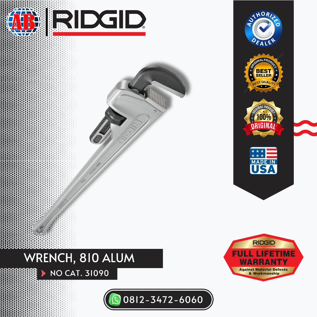 RIDGID WRENCH, 810" ALUM - 31090 / KUNCI PIPA RIDGID ALUMUNIUM 810"