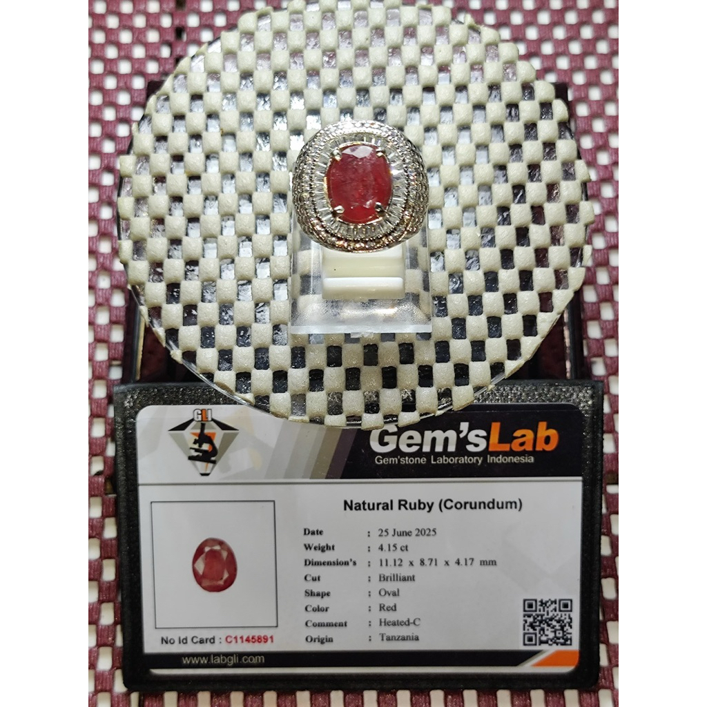 BATU CINCIN PERMATA NATURAL RUBY (TANZANIA)