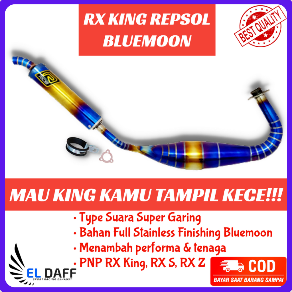 Knalpot RX King Model Kolong Repsol RCB Stainless Finishing Bluemoon Model Ninja Suara Super Garing