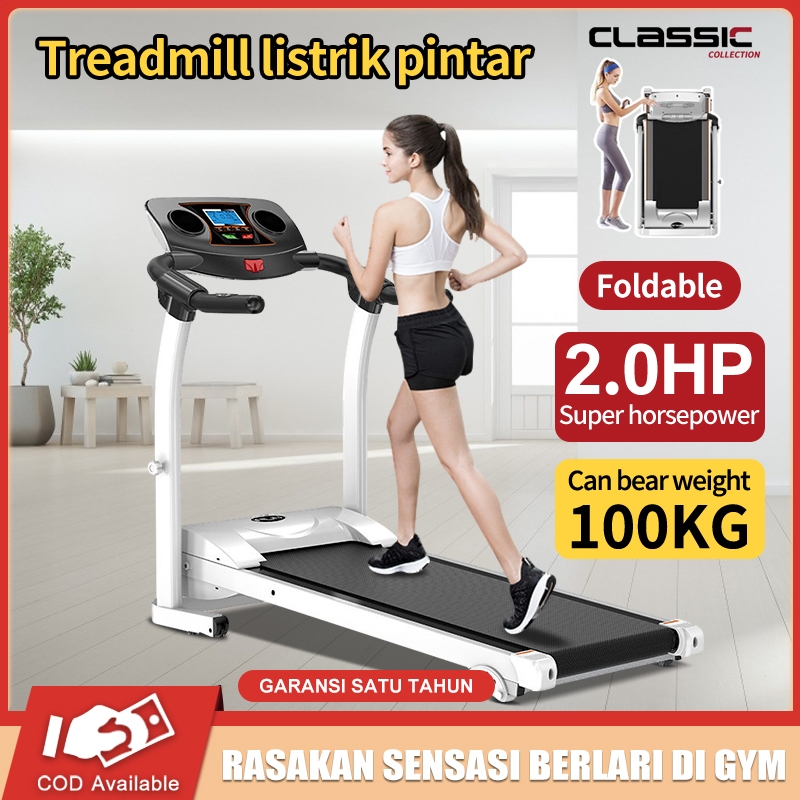 Treadmill Elektrik Tredmil Listrik 2.0 HP Mesin Alat Lari Olahraga Gym Fitness Cardio