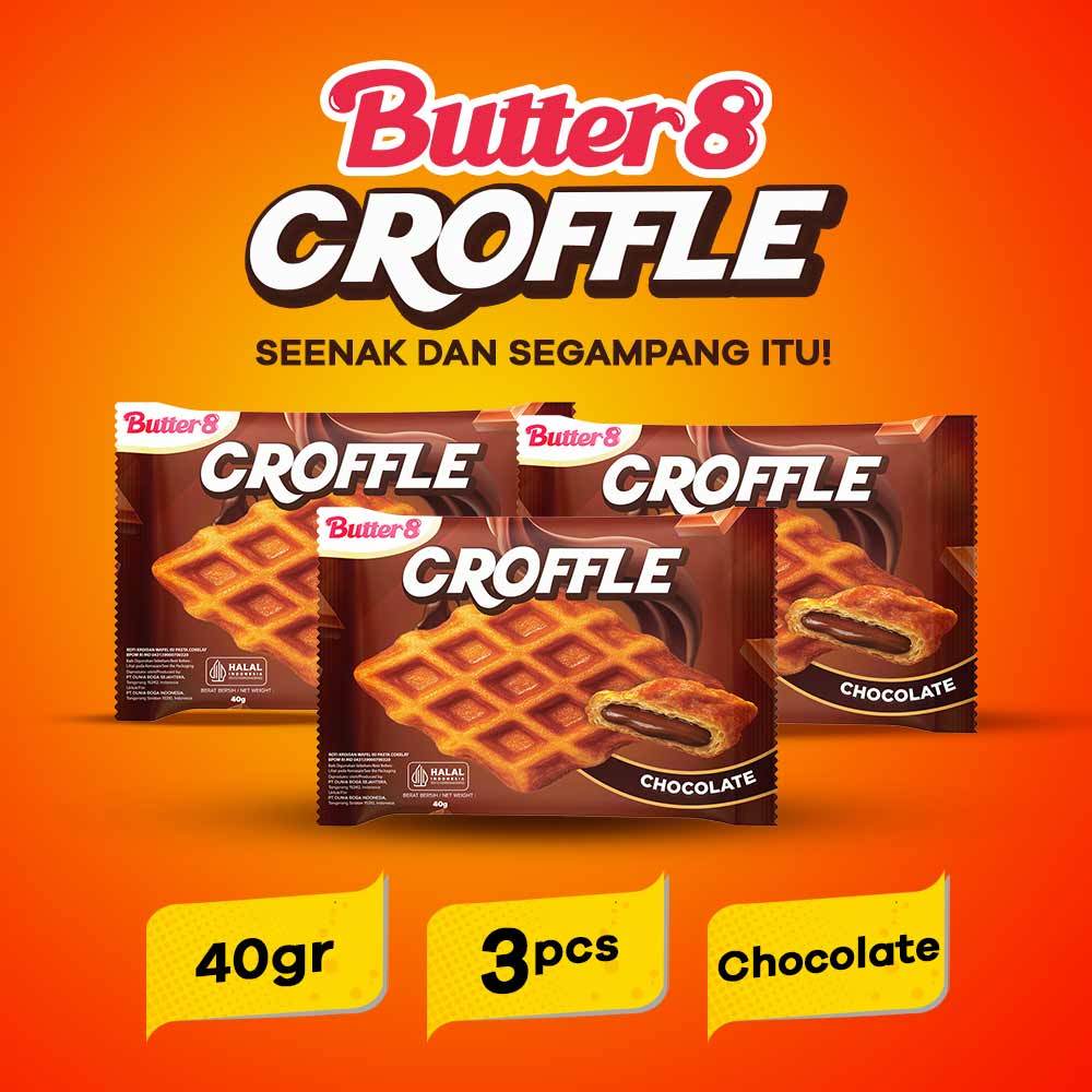

[ BUTTER8 ] 3 pcs Croffle Chocolate – Snack Premium 40gr, Crispy & Lembut, Halal, Cocok untuk Sarapan & Ngemil Sore