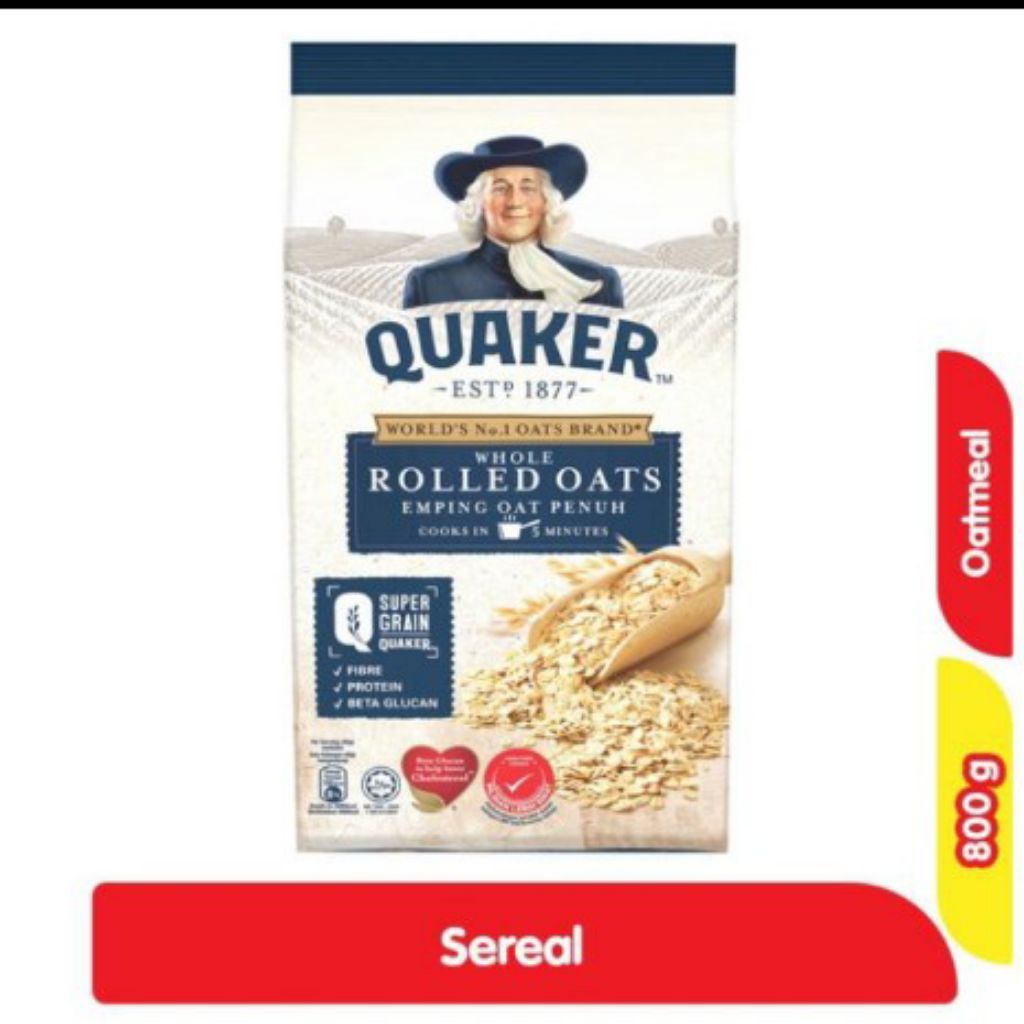 

Quaker Rolled Oats 800 gr sereal sarapan gandum sehat