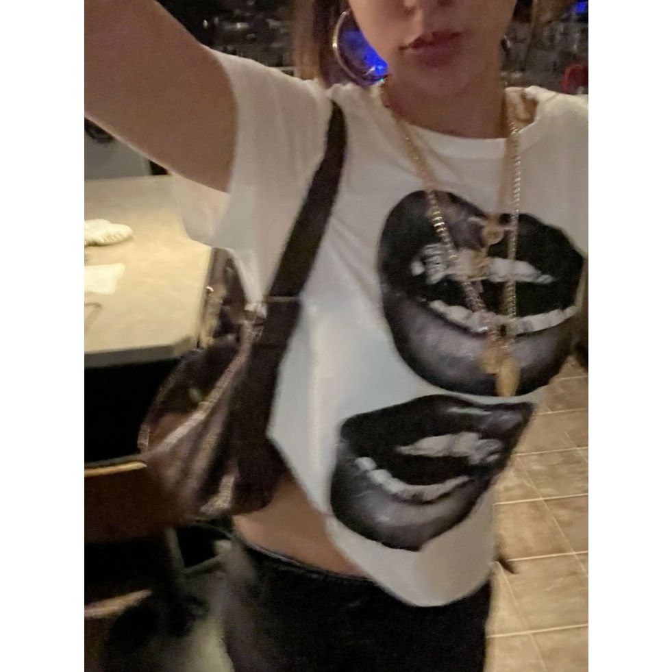 READY - UNISEX - GRILLZ LIP REGULAR SHORT TOP - REGULAR CROP TOP - CROP TOP - KAOS PRINTED - Y2K - O