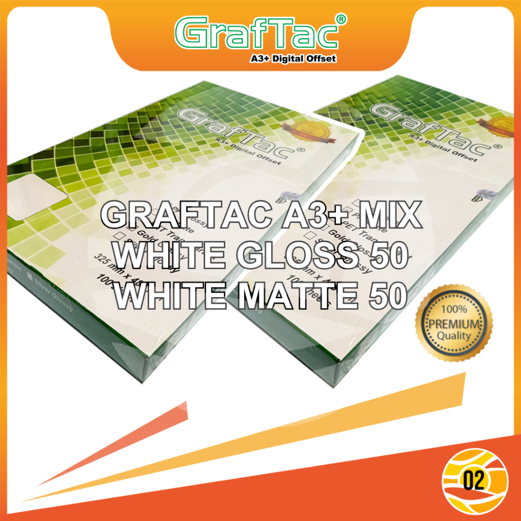 

Graftac Sticker Vinyl PP PET Gloss Matte Transparan A3+ Stiker Digital Print Laser Toner Anti Air Tidak Mudah Sobek- Mix