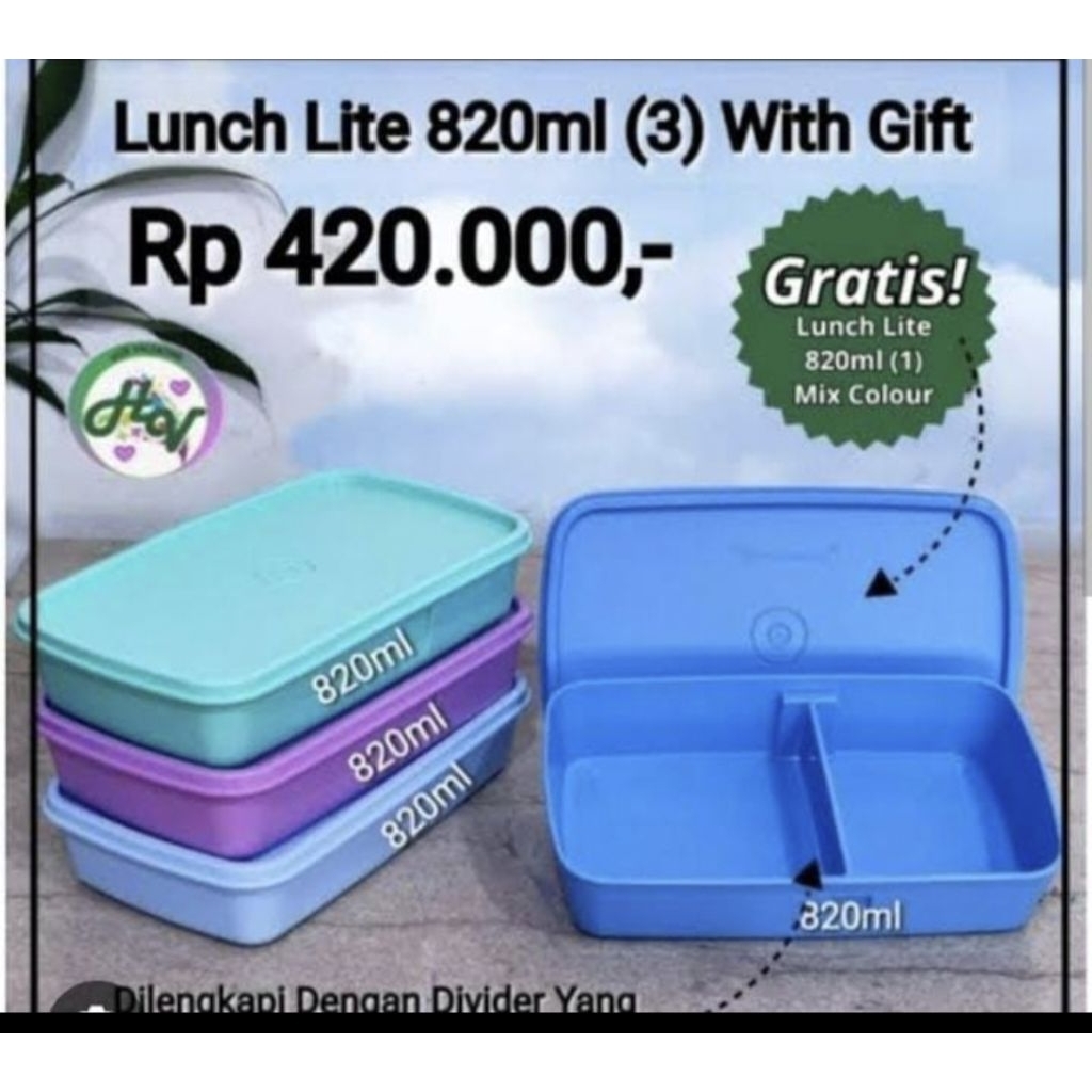 tempat makan bersekat lunch lite Tupperware