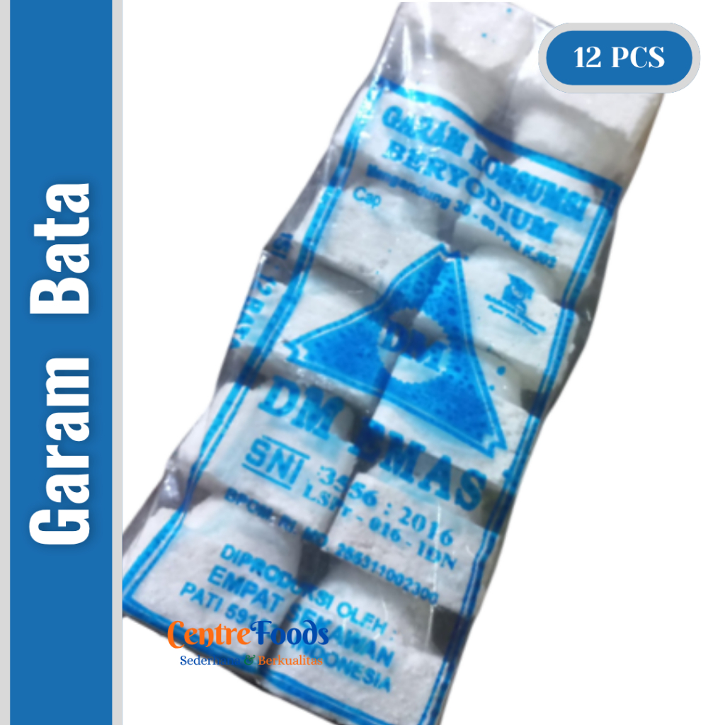 

Garam Bata Kecil - Garam Blok CAP DM EMAS | isi 12 Pcs - 500gr [ Harga Per BKS ]