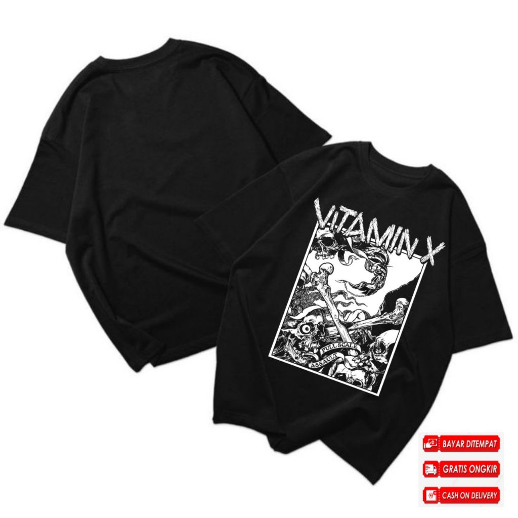 t-shirt VitaminX kaos pendek hitam combat 24s distro bandung