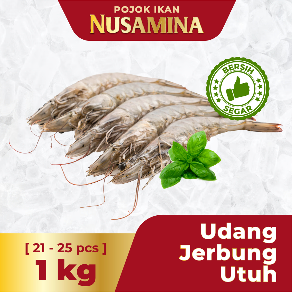 

Nusamina Udang Jerbung Utuh Bersih Segar Frozen [21-25 pcs]/1kg